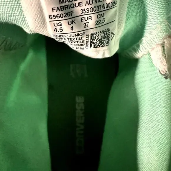 CONVERSE Chuck Taylor All Star Hi Unisex / Youth Shoe Sz 4.5 Vapor pink / Green - Picture 8 of 9